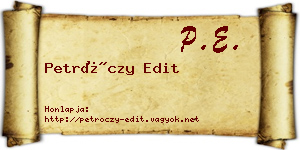 Petróczy Edit névjegykártya